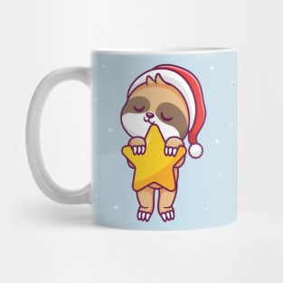 Cute Sloth Sleeping With Star In Space Cartoon Mug